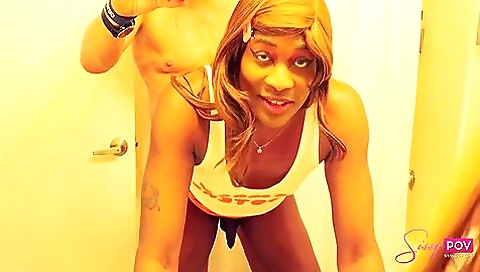 Analegory in an alley with a hairy pussy and a deep throat mouth