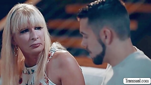 Blonde brunette babe with big booty gets ass stuffed