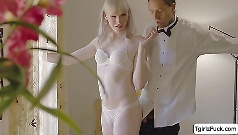 Blonde babe with large boobs sucks in her hardcore sex