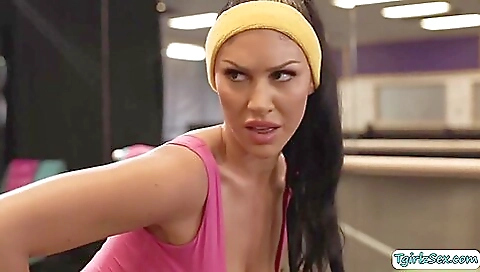 Busty woman with a tattooed body is fucked deep in the machine