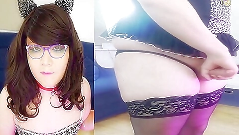 Brunette hottie is stripping you and showing you what a slut is